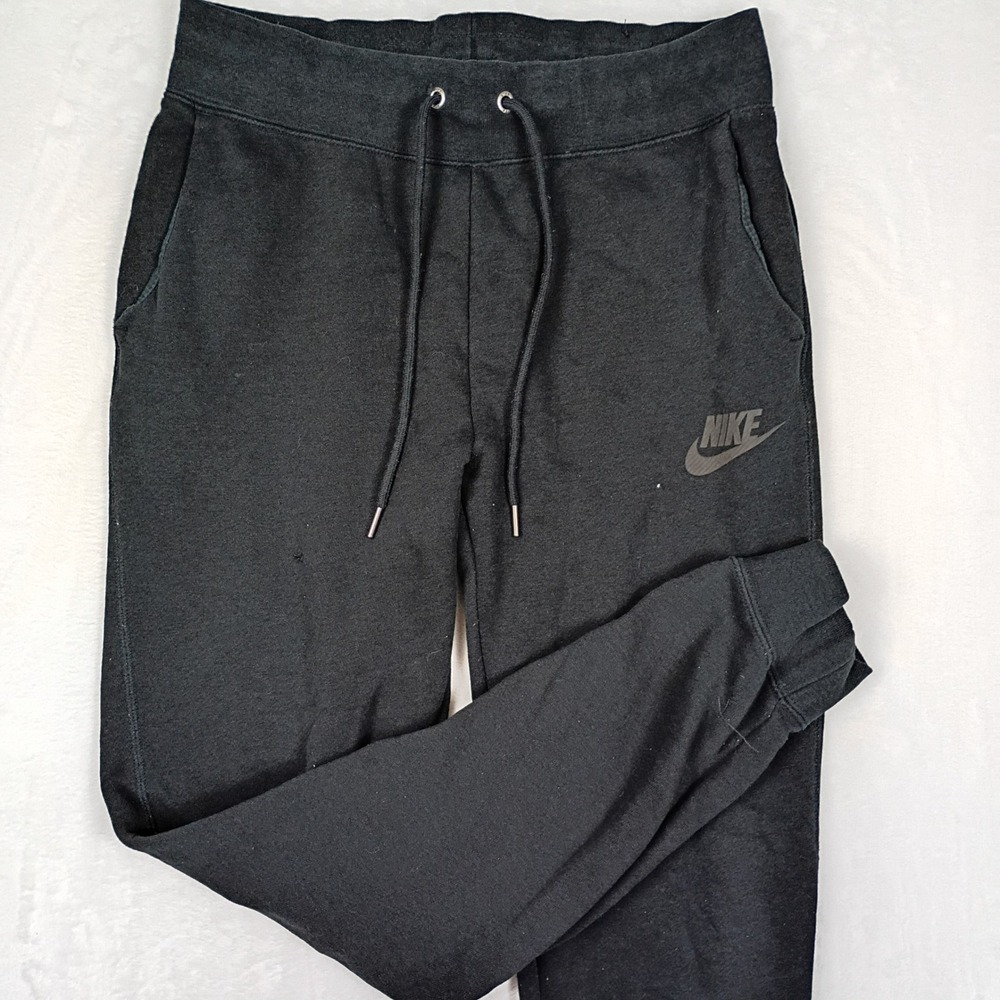 Nike Sportswear Mens Joggers Black Fleece Sweatpants Tapered Logo Small